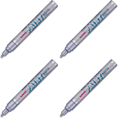 Sanford Uni-Paint PX-20 Oil-Based Paint Marker, Medium Point, Metallic Silver (63614), 4 Packs...