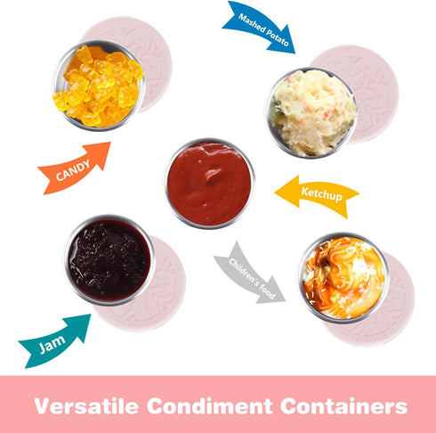 LALASTAR Salad Dressing Containers Set, Small Condiment Containers with Silicone Lids, Leakproof & Reusable for Condiments, Snacks, Dipping Sauce,...