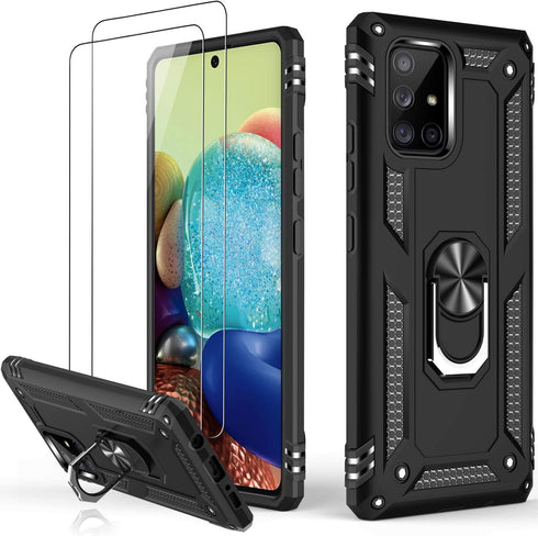 LUMARKE for Galaxy A71 5G Case with Screen Protector,Pass 16ft. Drop Tested Military Grade Protective Phone Cover with Magnetic Ring Kickstand Com...