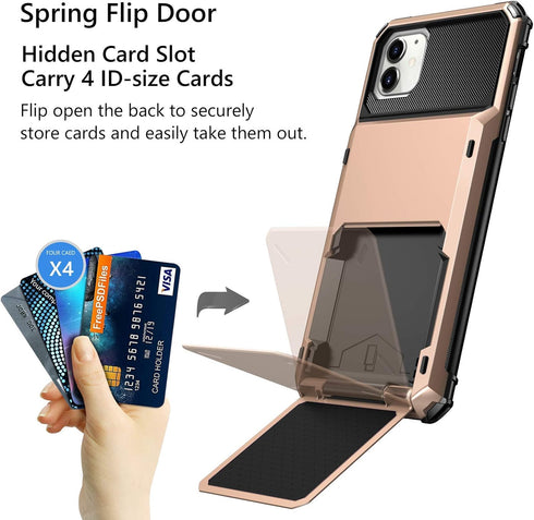 Vofolen Compatible with iPhone 12 Case 5G Wallet 4-Card Slot Credit Card Holder Flip Hidden Pocket Dual Layer Protective Back Cover Compatible wit...