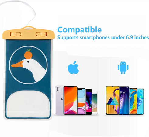 Universal Waterproof Case,Cartoon Pattern IPX8 Waterproof Phone Pouch for Swimming Lanyard Pouch Protector Perfect Underwater Photography Up to 7"...