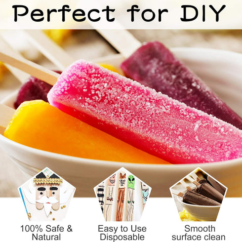 WISYOK 120 Pcs Wood Craft Sticks 5.9 Inch, Ice Cream Sticks, Jumbo Sticks, Popsicle Sticks, Ideal for Building Model, Kids Handicraft, and Creatin...