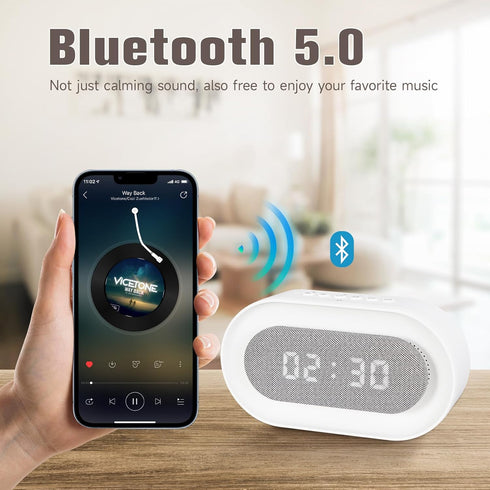 White Noise Machine,Bluetooth Wireless Speaker,Sound Machine with 31 Soothing Sounds Memory Function,24HR Alarm Clock for Bedroom with Night Light...