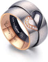 LAVUMO Matching Promise Rings for Couples Love You Forever Wedding Bands Sets for Him and Her Half Heart Rings Stainless Steel 6mm with Box Comfor...