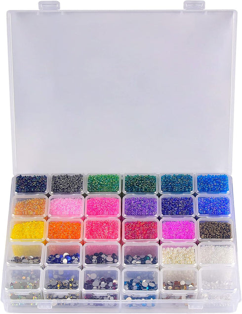 30 Grids Large Diamond Painting Storage, Art Accessories Tools Containers Case Plastic Bead Organizer 5D Embroidery Accessories for DIY Art Craft ...