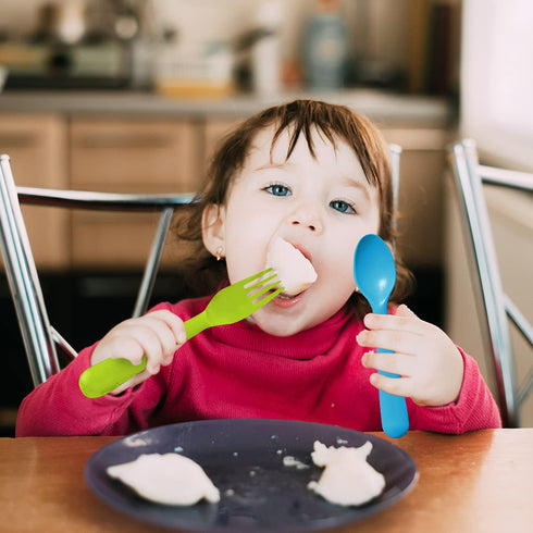 Toddler Utensils Set of 18 Plastic Kids Utensils Forks and Spoons - BPA FREE/Dishwasher Safe Toddler Flatware Set Brightly Colored Children's Safe...