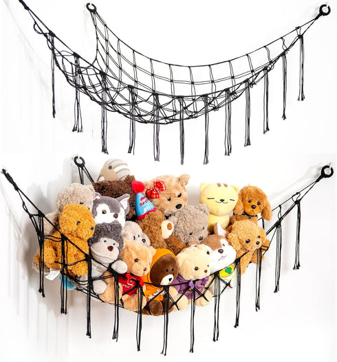 Macrame Stuffed Animal Net or Hammock Hanging Net for Plush Toy Holder Squishmallow Net Toy Hammock for Stuffed Animals Storage Ideas Plushie Net ...