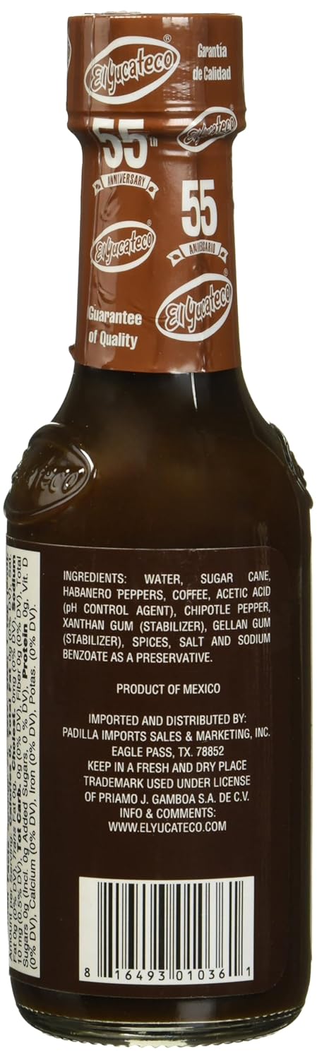 El Yucateco Coffee Habanero Sauce, 4 oz, Gluten Free, Sugar Free, 6 Pack...