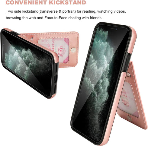 KIHUWEY Compatible with iPhone 11 Pro Max Case Wallet with Credit Card Holder, Premium Leather Magnetic Clasp Kickstand Heavy Duty Protective Cove...