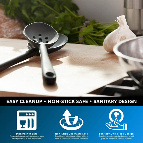 DI ORO Cooking Spoon - Solid Silicone 600F High Heat Nonstick Cookware Safe - Kitchen Spoon for Cooking & Baking - Large Serving & Mixing Utensil ...