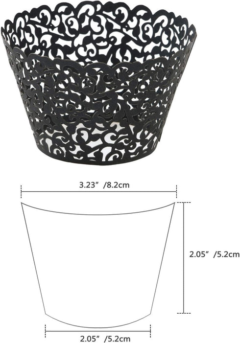 KPOSIYA Pack of 120 Cupcake Wrappers Artistic Bake Cake Paper Cups Vine Designed Laser Cut Cupcake Wraps Baking Cup Muffin Case Trays for Wedding ...