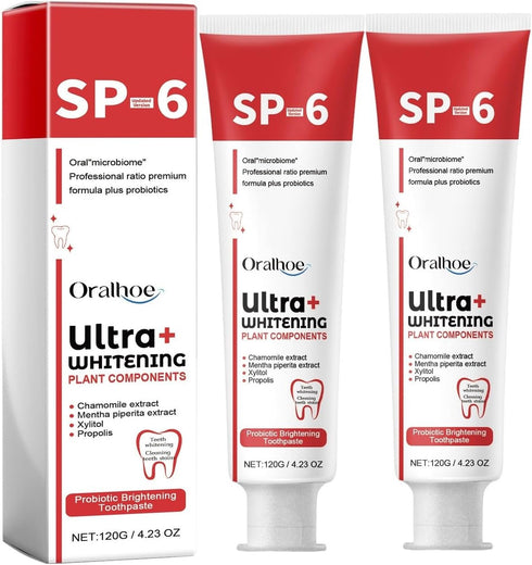 2 Pcs SP-6 Ultra Whitening Toothpaste,Deep Cleaning Care Fresh Breath Probiotic Toothpaste. (2 Pcs Red style)...