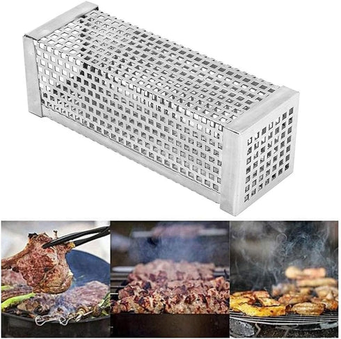 Pellet Smoker Tube 6 Inch Stainless Steel Perforated Wood Pellet Tube Smoker, Smoke Tube Box for Pellets Grill BBQ Cold Smoker Generator Tube, for...