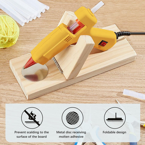 Folding Wooden Hot Glue Gun Holder Hot Glue Gun Stand Hot Glue Gun Rack Hot Glue Gun Base Hot Glue Gun Organizer for Craft Room Small...