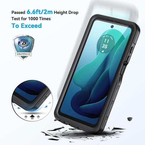 Lanhiem for Moto G 5G 2024 Case, IP68 Waterproof Dustproof Shockproof Case with Built-in Screen Protector, Full Body Underwater Protective Cover f...