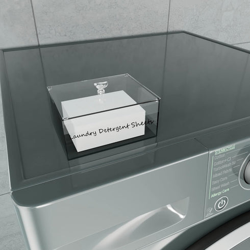 Acrylic Laundry Detergent Sheets Dispenser with Lid, Laundry Detergent Sheets, Storage Box for Laundry Laundry Storage Containers and Decor...