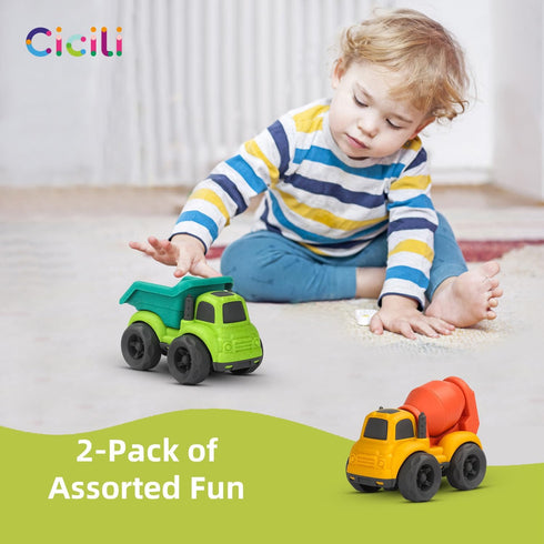 Toddler Car Toys for 1-3 Year Old, BPA Free, Phthalates Free, PVC, Dump Truck, Mixer Cement, Easter Christmas Birthday Gifts for 2 3 4 Year Boy Gi...