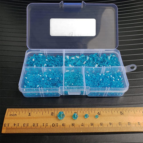 Aquamarine Bicone Glass Beads for Jewelry Making, Faceted Crytal Spacer Beads for Bracelet Necklace Earring (3mm 4mm 6mm 8mm Mixed Sizes, 1040pcs)...