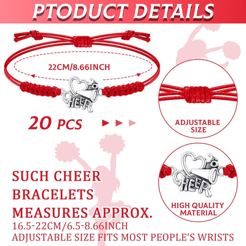 Sureio 48 Pcs Cheerleader Gifts 24 Cheer Bracelets 24 Cheer Keychain for Team Backpack Purse Party Favors Cheerleading Accessories Bulk...
