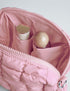 Quilted Makeup Bag Cosmetic Bag, Travel Toiletry Bag for Women, Cute Makeup Bag Organizer Baby Pink Makeup Pouch (M, Pink)...