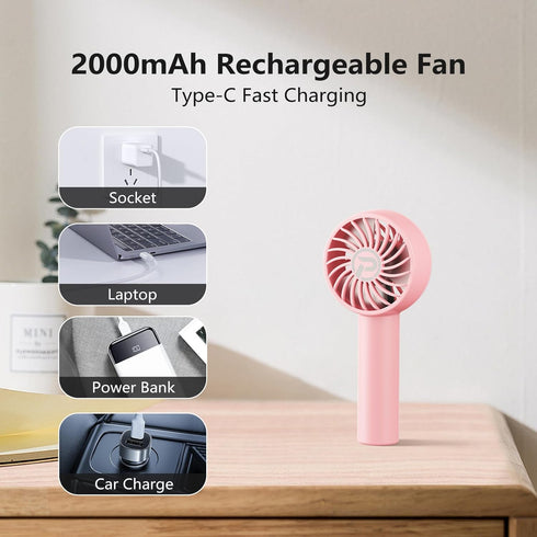 MORECORE Mini Handheld Fan for Kids - 3 Powerful Adjustable Speeds, 8HR Run Time, USB Rechargeable, Cute Design Fan with Lanyard for Girls Teens P...