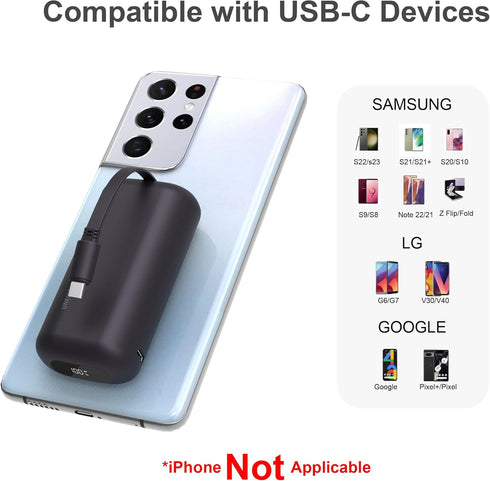 Portable Charger with Built-in USB-C Cable,10000mAh 18W PD Fast Charging Power Bank.Ultra-Compact Battery Pack Compatible with iPhone 15,15 Plus,1...