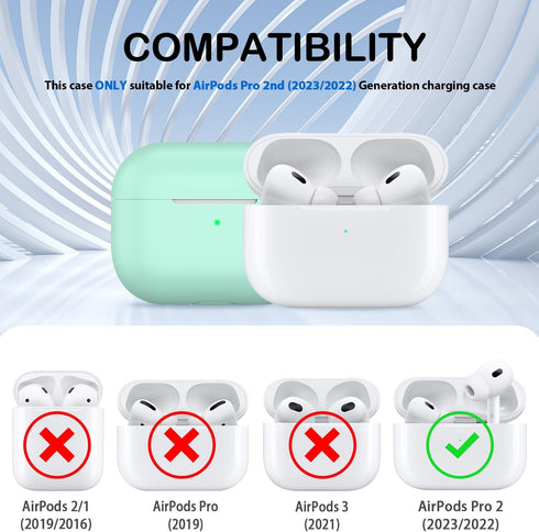 AirPods Pro 2nd Generation Case Cover, Military Grade Anti-Fall Soft Silicone Shock-Absorbing AirPods Pro Case Skin Touch with Keychain and Cleani...