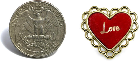 20 pcs Wine Red Resin Heart Metal Shank Sewing Buttons for Coats -25mm -1"...