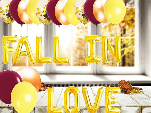 Fall Bridal Shower Decorations/Fall Wedding/Engagement Fall Bachelorette Party Decorations Burgundy Orange/Thanksgiving/Fall In Love Balloons Burg...