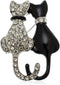 Crystal Cat Jewelry - Elegant Black & White Feline Accessory for Cat Lovers…...