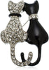 Crystal Cat Jewelry - Elegant Black & White Feline Accessory for Cat Lovers…...