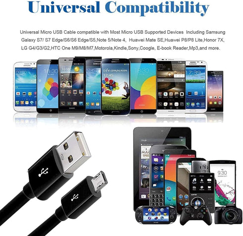 USB A to USB Micro Charging Cable, 4 in 1 Multi Charger Cable Micro USB Splitter Cable 4 Ports Micro USB 2.0 Male to Male Charging Cord 4 Connecto...