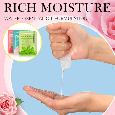 10 Pcs Combo Essence Face Masks Skincare Hydraiting Facial Mask Moisturizing Self Care Sheet Mask for Women Girls Home Spa Skin Care (Classic Styl...