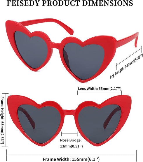 FEISEDY Vintage Heart Shaped Sunglasses Women Stylish Love Eyeglasses B2421-P1...