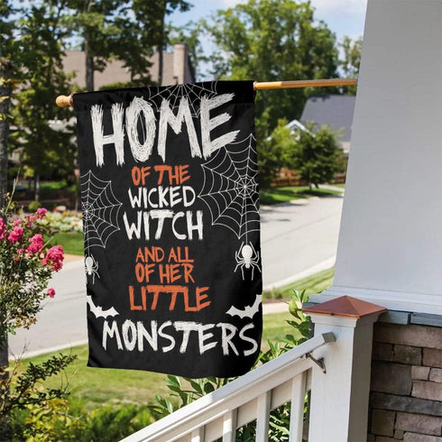 Halloween Spider Web Home Of The Witch And All Of Her Little Monsters Burlap Garden Porch Lawn Flag Farmhouse Decorations Mailbox Decor Welcome 12...