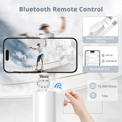ATUMTEK 63" Phone Tripod, Extendable Selfie Stick Tripod with Bluetooth Remote, All-in-One Aluminum Phone Tripod Stand with Cold Shoe Mount for Go...