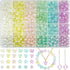 Wavlakth 600Pcs Mermaid Charm DIY Beads for Jewelry Making, Acrylic Heart Star Round Kandi Beads Assorted Plastic Pastel Beads Kit for Girls DIY C...