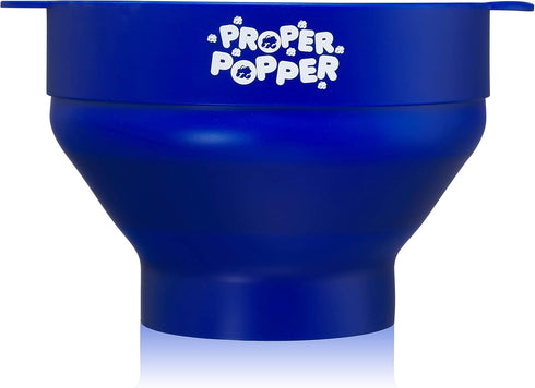 The Original Proper Popper Microwave Popcorn Popper, Silicone Popcorn Maker, Collapsible Bowl BPA Free & Dishwasher Safe - (Blue)...