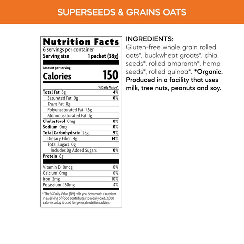 Nature's Path Organic Qi'a Superseeds & Grains Instant Oatmeal, 8 oz (Pack of 1), Gluten Free, Non-GMO...