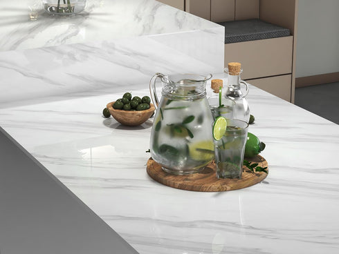 Marble Contact Paper Granite Gray/White Wallpaper Glossy Marble Wallpaper Peel and Stick Wallpaper Self Adhesive 15.8? ×197? Countertop Paper for ...