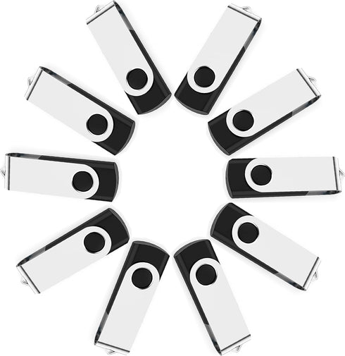 10 Pack 128MB USB Flash Drive Bulk Pack, Bulk USB 2.0 Flash Drives Thumb Drive Swivel Memory Stick Jump Drive Pen Drive Zip Drive...