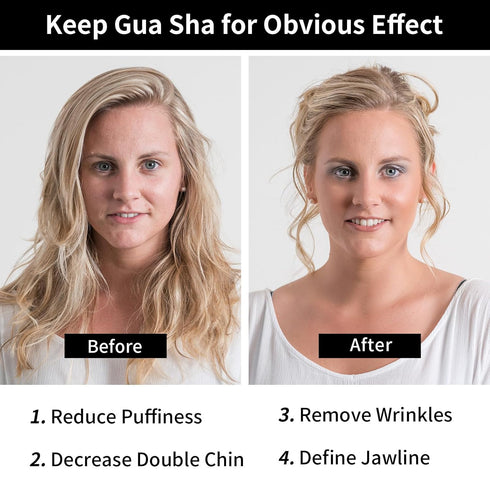 Gua Sha Facial Tools 2 Pack, Natural Jade Guasha Tool for Face,Double Chin & Jawline, Gua Sha Stone Self-Skin Care Face Stone Gua Sha tools for Wo...