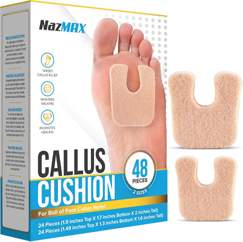 48-Pack U Shaped Felt Callus Pads Metatarsal Pads Forefoot Foot Pads Pain Relief Foot Cushion Keep Calluses from Rubbing on Shoes Adhesive Pads fo...