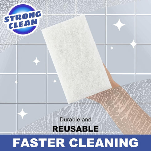 Handled Bath Scrubber, Bathroom Scouring Pad, Heavy Duty Cleaning Sponge Scrub Brush, Non-Scratch Remove Soap Scum, for Cleaning Shower Tile Batht...