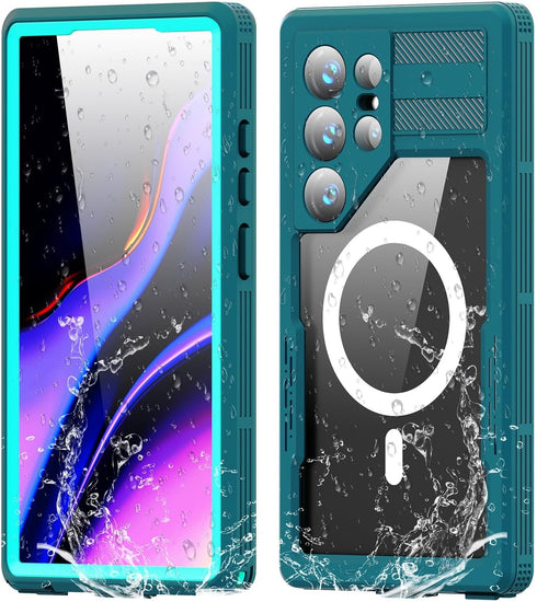 for Galaxy S24 Ultra Waterproof Case Compatible with MagSafe, Magnetic Waterproof Full Body IP68 Underwater Case Built-in Screen Protector Militar...