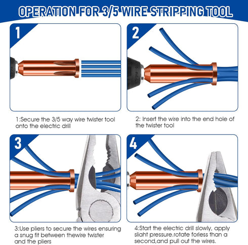 Universal Wire Twisting Tool Cable Wire Stripper and Twister Wire Twister Tool For Drill Electrical Wire Stripping Tool for Stripping and Twisting...
