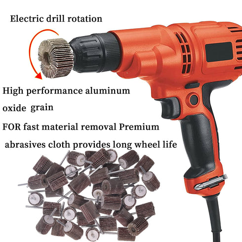 40 Pcs 1/8” Shank Flap Wheels Set, 10pcs of Each 60/80/120/240 Grits Abrasive Sandpaper Flap Sanding Wheel Grinding Head Rotary Tool for Grinding ...