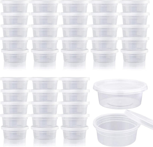 Augshy Small Slime Containers With Lids, 50 Pack Hawaiian Shaved Ice Mold Jello Shot Cups Condiment Containers Plastic Portion Cups with Lids for ...