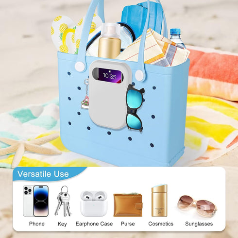 Doormoon Cell Phone Holder Compatible for Bogg Bag, Rubber Accessories for Beach Tote Bag Hanging Full Coverage Phone Holder(Grey)......
