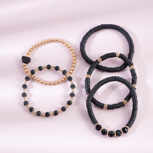 Heishi Beaded Stretch Bracelets for Women Stackable Gold Polymer Clay Beads Bracelets Friendship Boho Summer Beach Bracelets Jewelry Set...